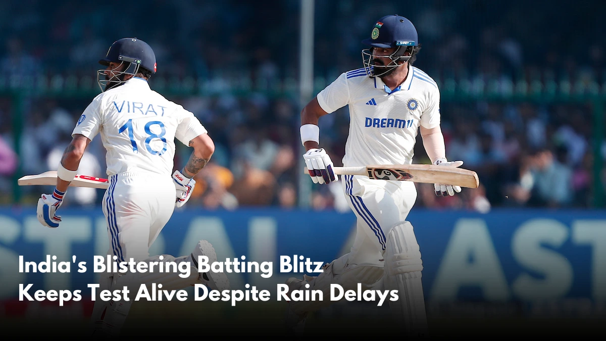 India's Blistering Batting Blitz Keeps Test Alive Despite Rain Delays